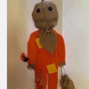 Trick r' Treat - Hanging Sam Prop w/ bag, sucker and flaming pumpkin, Halloween